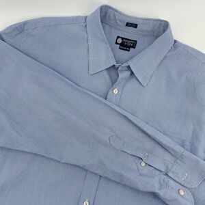 Mens J. Crew Haberdashery 80s 2-Ply Blue Striped Long Sleeve Button Up Shirt XXL
